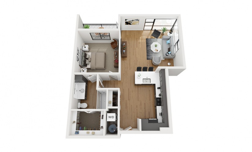 A5 - 1 bedroom floor plan layout with 1 bathroom and 968 square feet